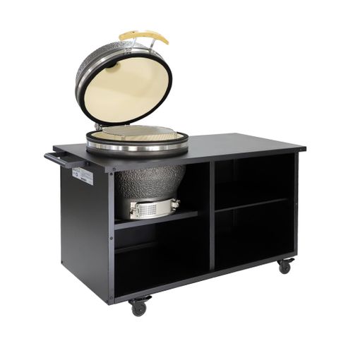 Barbecue Kamado Charbon De Bois. Fumoir. Acier Et Céramique D.54.5cm Avec Desserte - Yaku