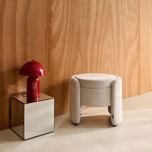 Pouf Coffre Contemporain Tissu Gris Clair. L 53 X P 43 X H 45cm - Kalo