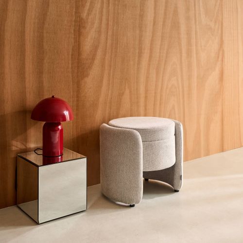 Pouf Coffre Contemporain Tissu Gris Clair. L 53 X P 43 X H 45cm - Kalo