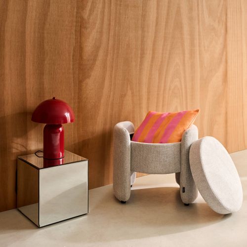 Pouf Coffre Contemporain Tissu Gris Clair. L 53 X P 43 X H 45cm - Kalo