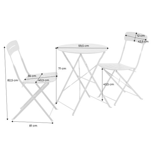 Table De Jardin Bistrot Pliante Ronde Acier + 2 Assises Abricot - Balconea