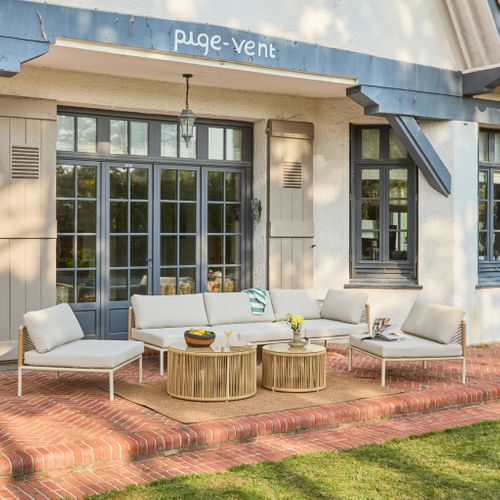 Salon De Jardin Modulable Aluminium Et Cordes Beige 5 Places - Orial