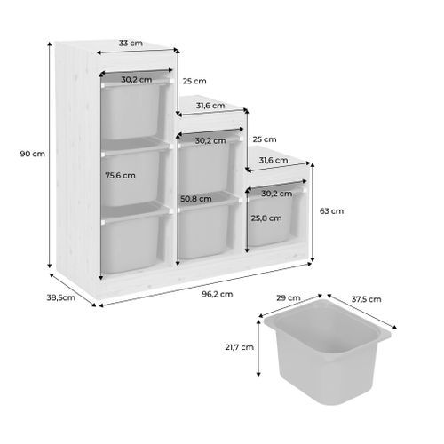 Meuble De Rangement Enfant Escalier 6 Bacs De Rangement Décor Bois Naturel Et Pêche - Sora