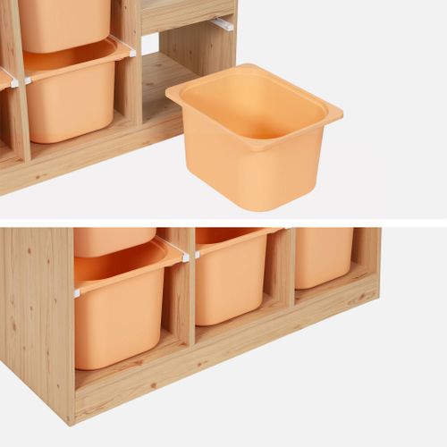 Meuble De Rangement Enfant Escalier 6 Bacs De Rangement Décor Bois Naturel Et Pêche - Sora