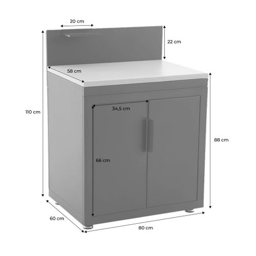 Cuisine Extérieure Acier Et Décor Bois 2 Portes 1 Crochet L80cm Noir - Milos