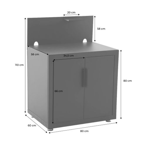 Cuisine Extérieure Acier 2 Portes 1 Crochet L80cm Noir - Milos