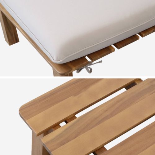 Lot De 2 Bains De Soleil Modulables Bois D'acacia Naturel Multi Positions Avec Table - Mae
