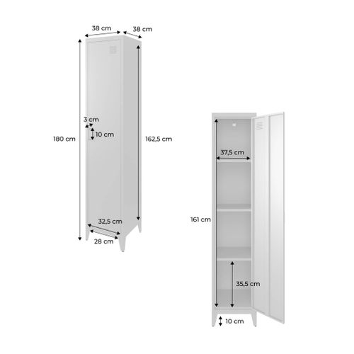 Armoire Chambre Enfant En Acier Kaki. 4 Espaces De Rangement. Casier. L 38 X P 38 X H 180 Cm