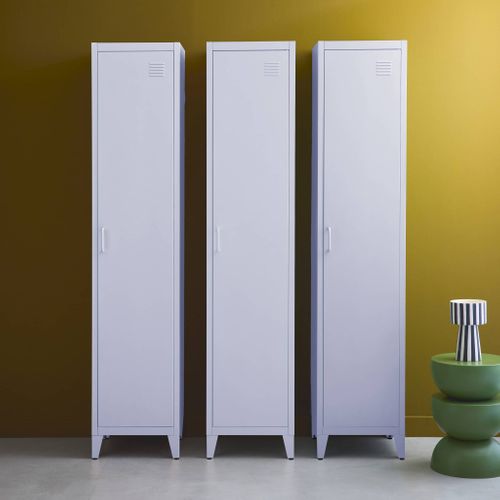 Armoire Chambre Enfant En Acier Lilas. 4 Espaces De Rangement. Casier. L 38 X P 38 X H 180 Cm