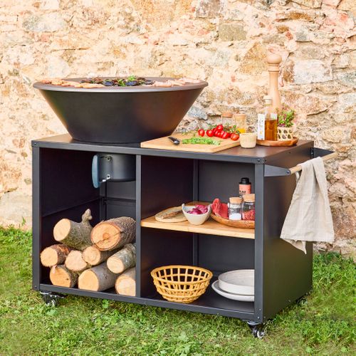 Brasero De Cuisson D.80cm Avec Grille De Cuisson. Espace De Rangement Et Couvercle. L 138 X P 82 X H