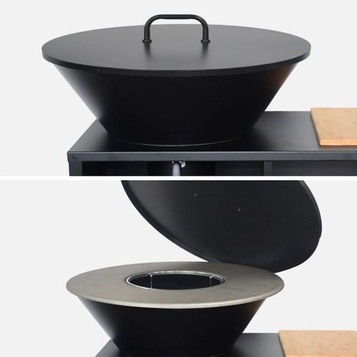 Brasero De Cuisson D.80cm Avec Grille De Cuisson. Espace De Rangement Et Couvercle. L 138 X P 82 X H