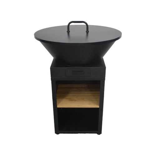 Brasero De Cuisson D.81.5cm Avec Grille De Cuisson. Espace De Rangement Et Couvercle Noir