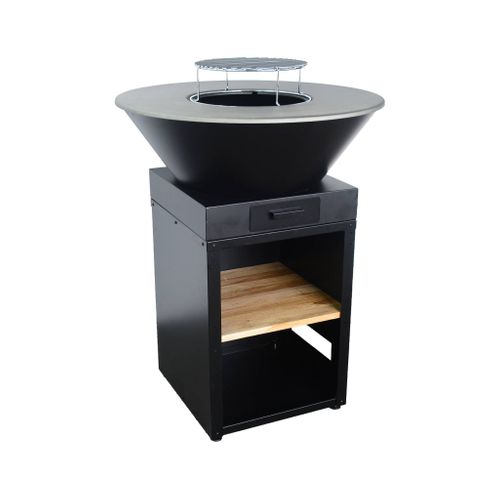 Brasero De Cuisson D.81.5cm Avec Grille De Cuisson. Espace De Rangement Et Couvercle Noir