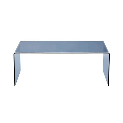 Table Basse Rectangulaire En Verre Trempé 110cm Bleu Gris - Glintz
