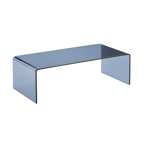Table Basse Rectangulaire En Verre Trempé 110cm Bleu Gris - Glintz