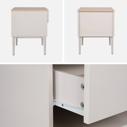 Table De Chevet Métal Et Décor Bois 1 Porte 1 Niche Beige Et Naturel - Ashton