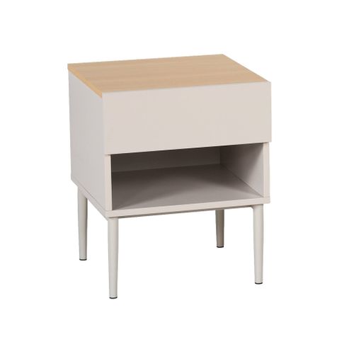 Table De Chevet Métal Et Décor Bois 1 Porte 1 Niche Beige Et Naturel - Ashton