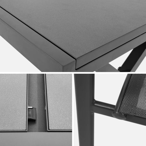 Table De Jardin Extensible Aluminium + 8 Assises Anthracite - Ventura + Amara