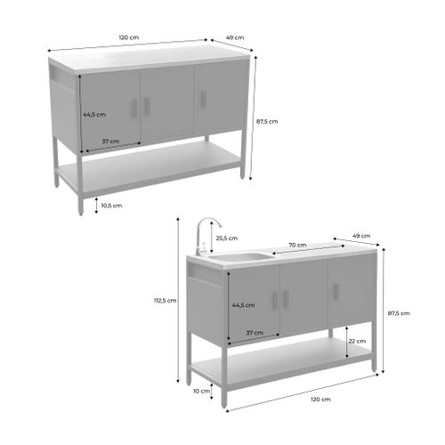Cuisine Extérieure 2 Modules En Acier Inoxydable Beige