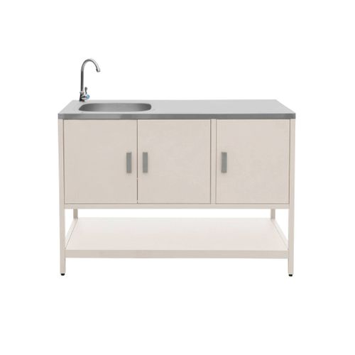 Cuisine Extérieure 3 Modules Acier Inoxydable Avec Barbecue Charbon Beige Naxos