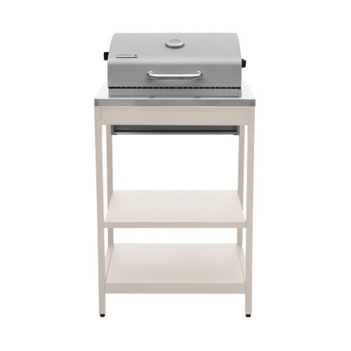 Cuisine Extérieure 3 Modules Acier Inoxydable Avec Barbecue Charbon Beige Naxos