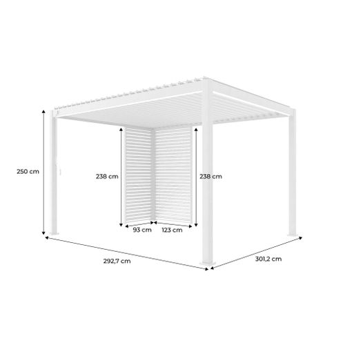 Pergola Bioclimatique Aluminium 4x3m Beige + 1 Persienne 100cm + 1 Persienne 130cm Triomphe