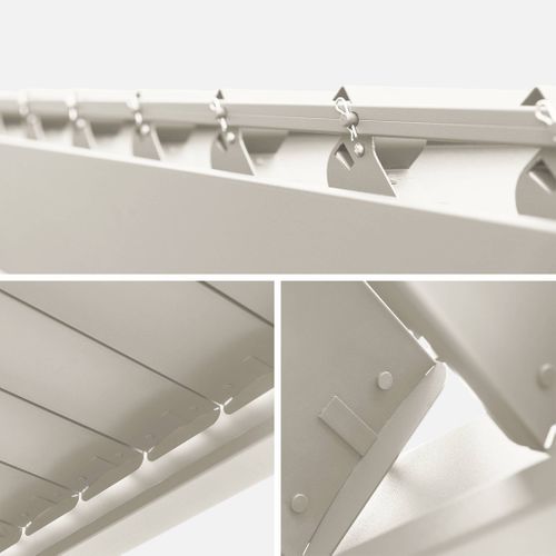 Pergola Bioclimatique Aluminium 4x3m Beige + 1 Persienne 100cm + 1 Persienne 130cm Triomphe