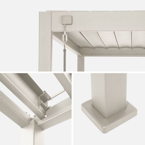 Pergola Bioclimatique Aluminium 4x3m Beige + 1 Persienne 100cm + 1 Persienne 130cm Triomphe