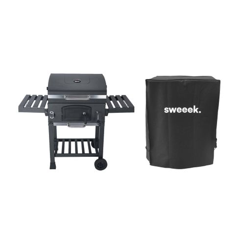 Barbecue Grill Charbon De Bois Noir - Fumoir Avec Récupérateur De Cendres. Aérateurs. Bac Charbon