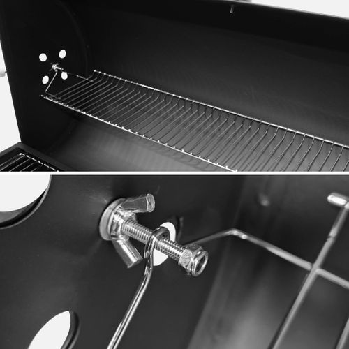 Barbecue Américain Charbon De Bois - Serge Noir - Smoker Américain Avec Aérateurs. Récupérateur De