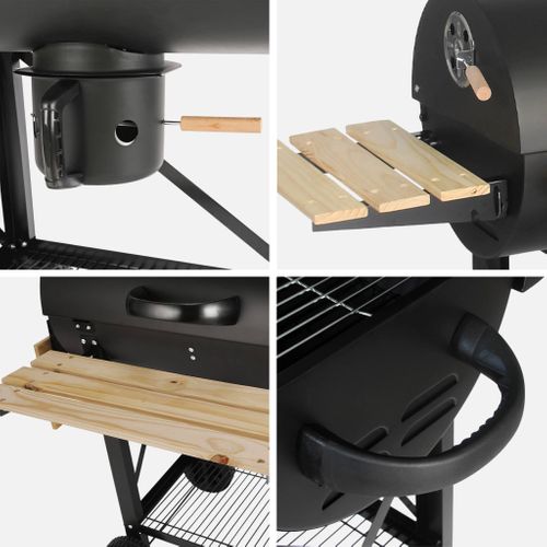 Barbecue Américain Charbon De Bois - Serge Noir - Smoker Américain Avec Aérateurs. Récupérateur De