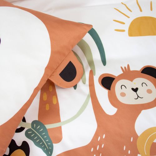 Parure De Lit Microfibre Réversible Imprimé Singe 1 Place 140x200cm - Arthur