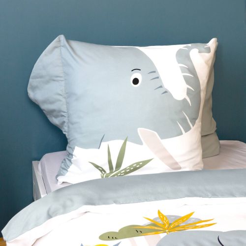 Parure De Lit Microfibre Réversible Imprimé Éléphant 1 Place 140x200cm - Marceau