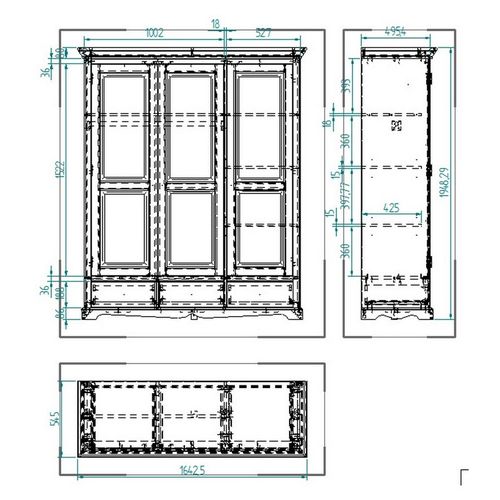 Armoire Penderie Blanche Style Anglais 3 Portes 3 Tiroirs 164,3 X 194,8 X 54,5 Cm
