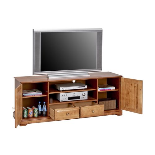 Meuble TV Bar 60 Pouces Merisier 2 Portes 2 Tiroirs L 158.8 H 60.3 P 46 Cm