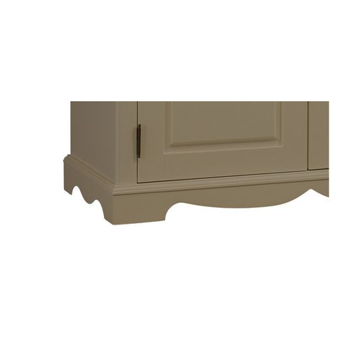 Buffet 2 Portes 2 Tiroirs Gris Taupe 2 Niches Style Anglais L 101 H 90 P 42 Cm