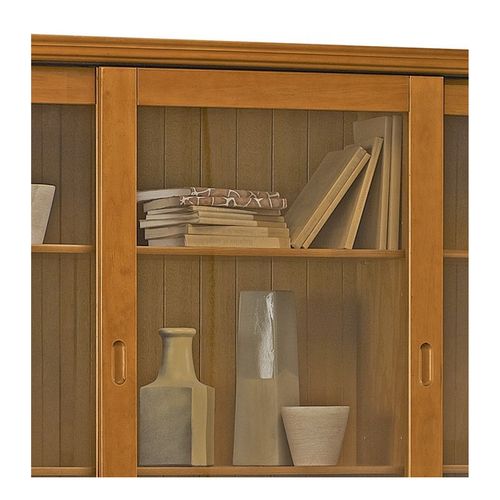 Vaisselier Pin Miel 6 Portes Coulissantes 10 Niches L 178.6 H 199 P 42.3 Cm