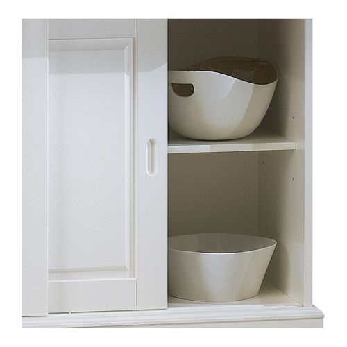 Vaisselier Blanc 4 Portes Coulissantes 2 Tiroirs 5 Niches L 121 H 198.8 P 42.3 Cm