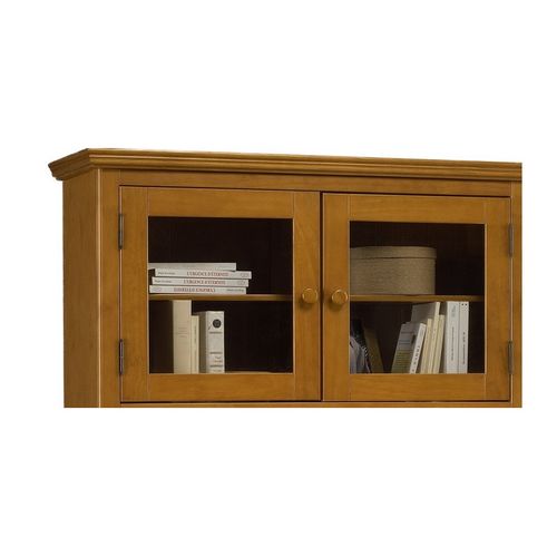 Bibliothèque Vitrine 9 Portes Vitrées Pin Miel Style Anglais L 163 H 170 P 37 Cm