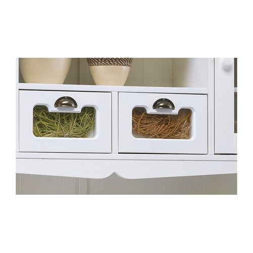 Vaisselier Blanc 5 Portes 5 Tiroirs 11 Niches Style Anglais L 146.6 H 186 P 42.5 Cm