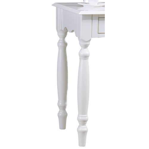 Bureau Blanc 2 Tiroirs Style Anglais Pieds Tournées L 100 H 74.3 P 56.4 Cm