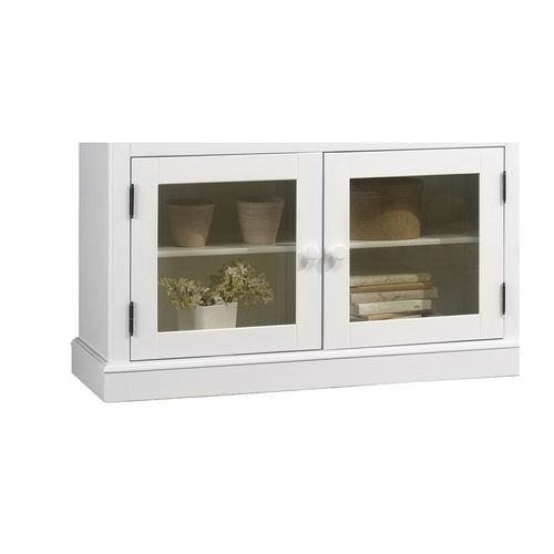 Bibliothèque Vitrine Blanche 9 Portes Vitrées Style Anglais L 163 H 170 P 37 Cm