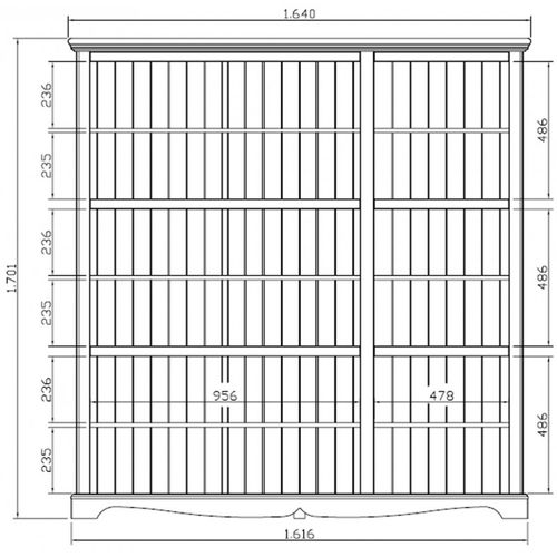 Bibliothèque Vitrine Blanche 9 Portes Vitrées Style Anglais L 163 H 170 P 37 Cm