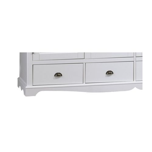 Armoire Penderie Blanche 4 Portes 4 Tiroirs 4 Etagères L 212 H 195 P 54 Cm