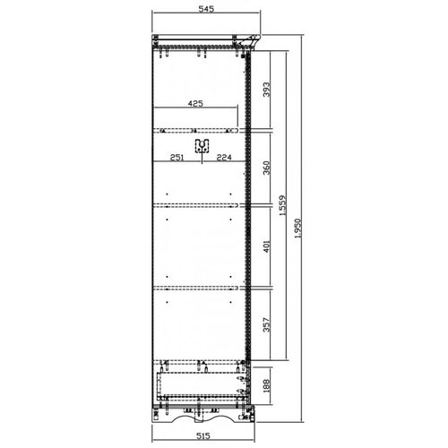 Armoire Penderie Blanche 4 Portes 4 Tiroirs 4 Etagères L 212 H 195 P 54 Cm