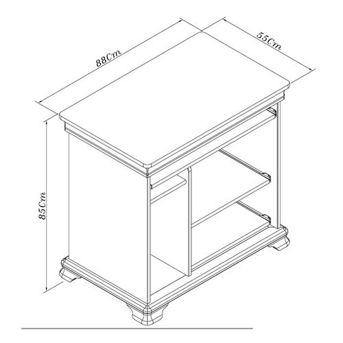 Meuble Informatique Pin Miel 5 Niches 4 Tablettes L 88 H 85.5 P 55 Cm