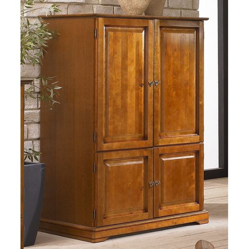 Armoire Informatique Merisier 4 Portes 7 Niches L 97 H 141 P 54 Cm
