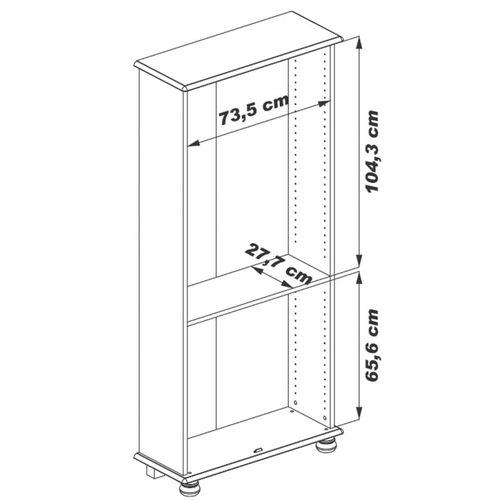 Bibliothèque 4 Portes Chêne Rustique 6 Niches L 82.4 H 182.2 P 33 Cm