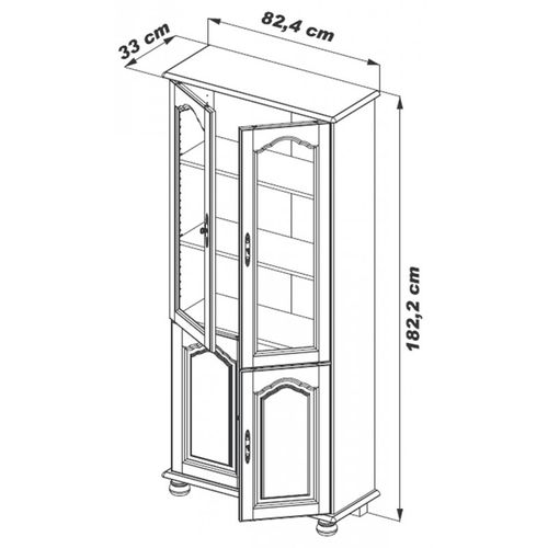 Bibliothèque 4 Portes Chêne Rustique 6 Niches L 82.4 H 182.2 P 33 Cm