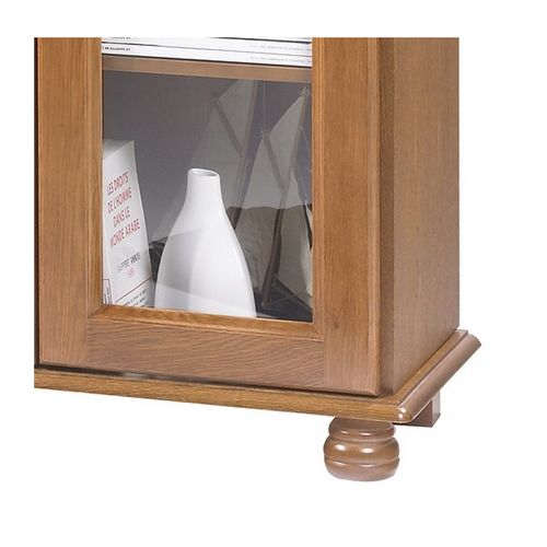 Vitrine Bibliothèque 2 Portes Vitrées Chêne 6 Niches L 82.4 H 182.2 P 33 Cm